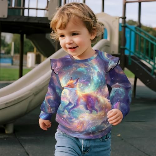 DISNIMO Toddler Sweatshirts Kids Long Sleeve Shirts Girls Sweatshirt Ruffle Sleeves Pullover Fall Clothes Outfit Crewneck3