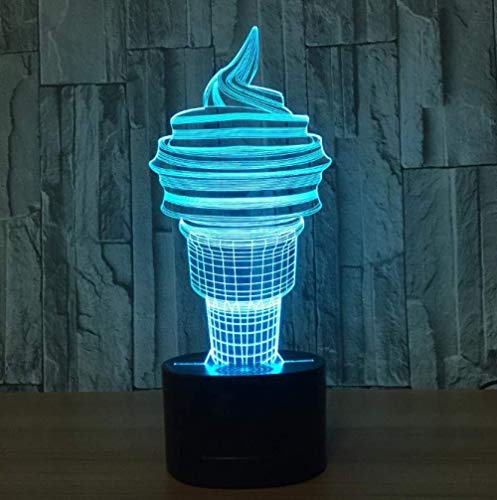 Preisvergleich Produktbild 3D-Tischlampe, Eiscreme, Weihnachtsgeschenke, für Wohnzimmer, Fernbedienung, 3D-Nachtlichter, Schreibtischlampe, 3D-LED-Nachtlicht, Babyzimmer