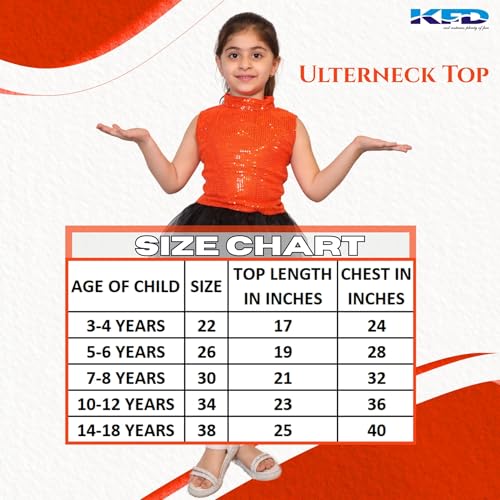 Image of Kaku Fancy Dresses Western Dance Top for Kids Halter Neck Top For Annual Function (ONLY TOP) - Skirt not included