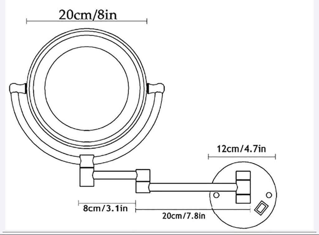 Specchio for trucco a parete in acciaio inossidabile in ottone