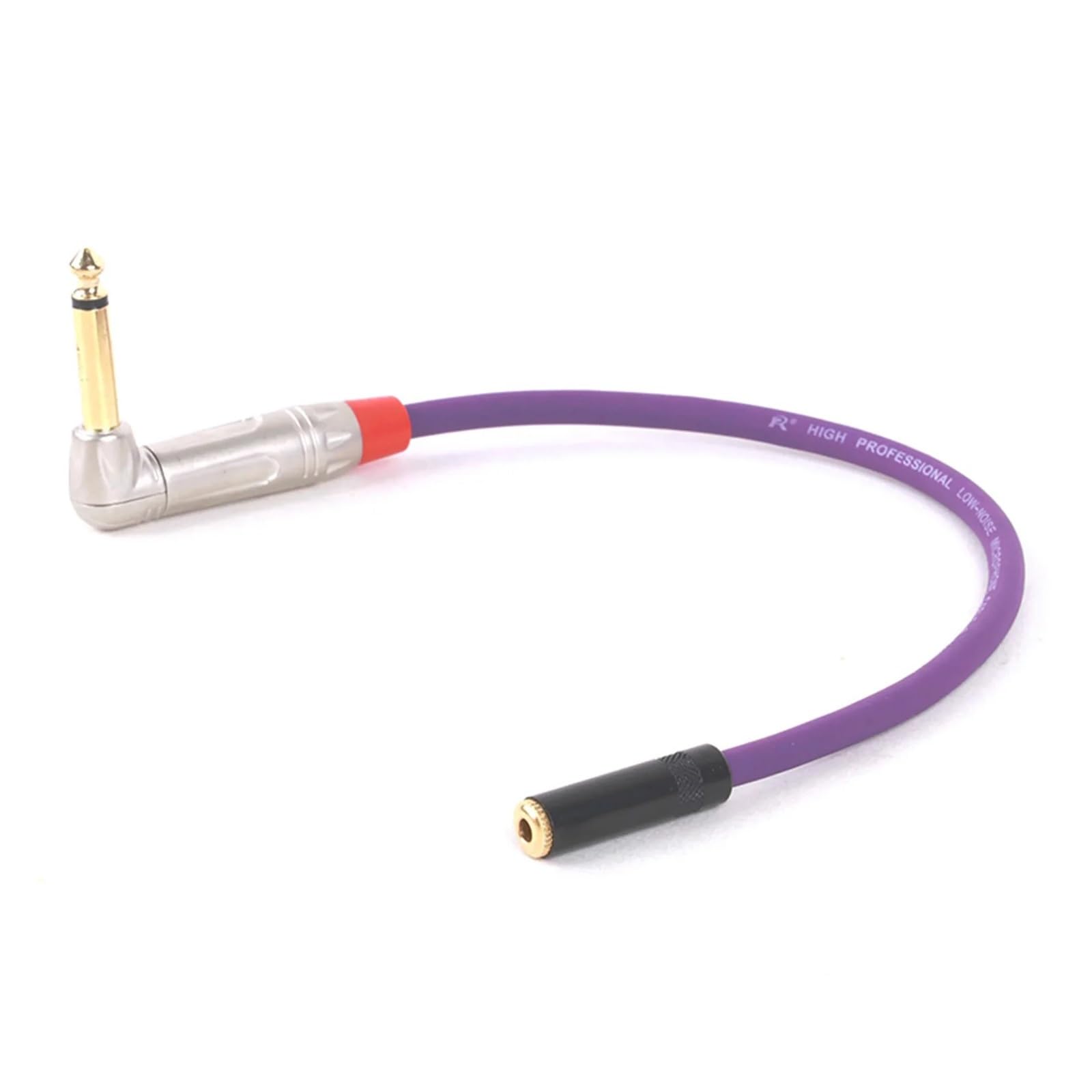 Adaptateur jack mâle coudé 6,35 mm vers jack femelle stéréo 3,5 mm, convertisseur audio, prise casque for guitare, etc.(Purple-RD,2.9M)