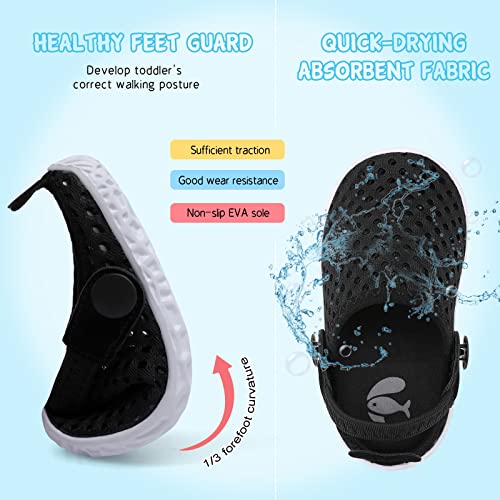 Fires Toddler Water Shoes For Boys Girls Kids Clogs Breathable Beach Slippers Non-Slip Lightweight Quick Dry Summer Sandals Slides Blackdot 9-9.5 Little Kid #TOP3