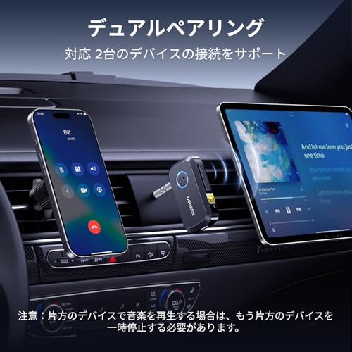 UGREEN Aux Bluetooth 6.0 レシーバー車載
