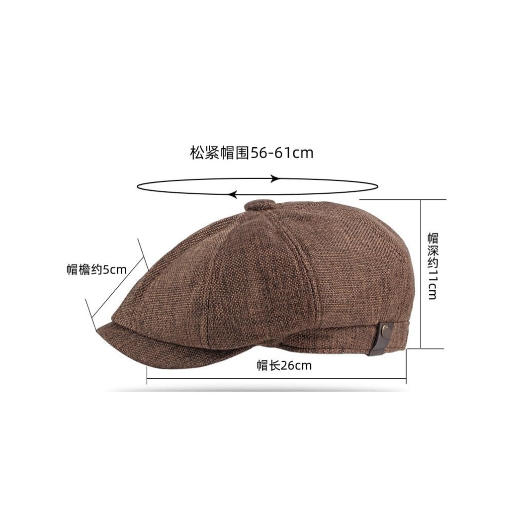 Light Khaki Octagon Hat Men's Thin Section Imitation Hemp Duck Tongue Cap Men Retro Leisure Beret Children