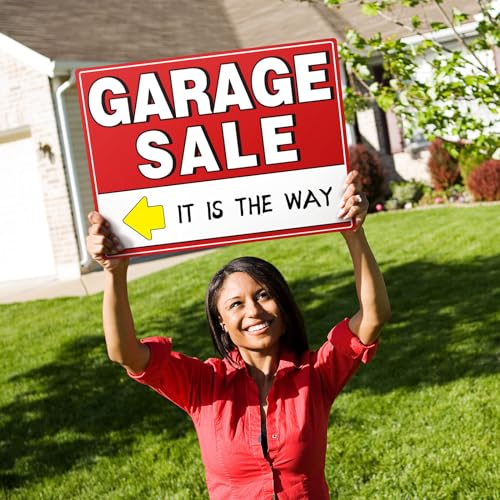 7 pcs garage sale sign with metal stakes 1734 x 1334 double-sided with 20 directional arrow stickers large yard weather-proof