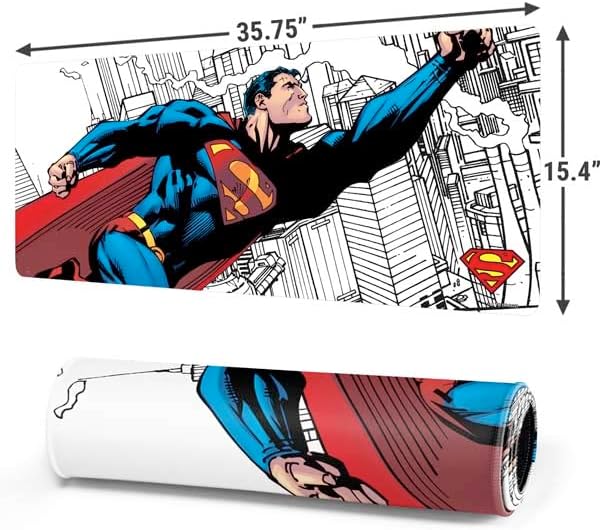 Skinit Extra Large Gaming Mouse Pad - Officially Licensed Superman Super Speed Design with Stitched Edges, Waterproof, Non-Slip Rubber Base, Desk Mat for Keyboard & Mouse, 35.75" x 15.4" inches