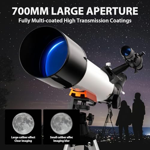 Image of Telescope, 70mm Aperture Portable Refractor Telescopes for Astronomy Beginners, 500mm Professional Travel Telescope with Carry Bag, White