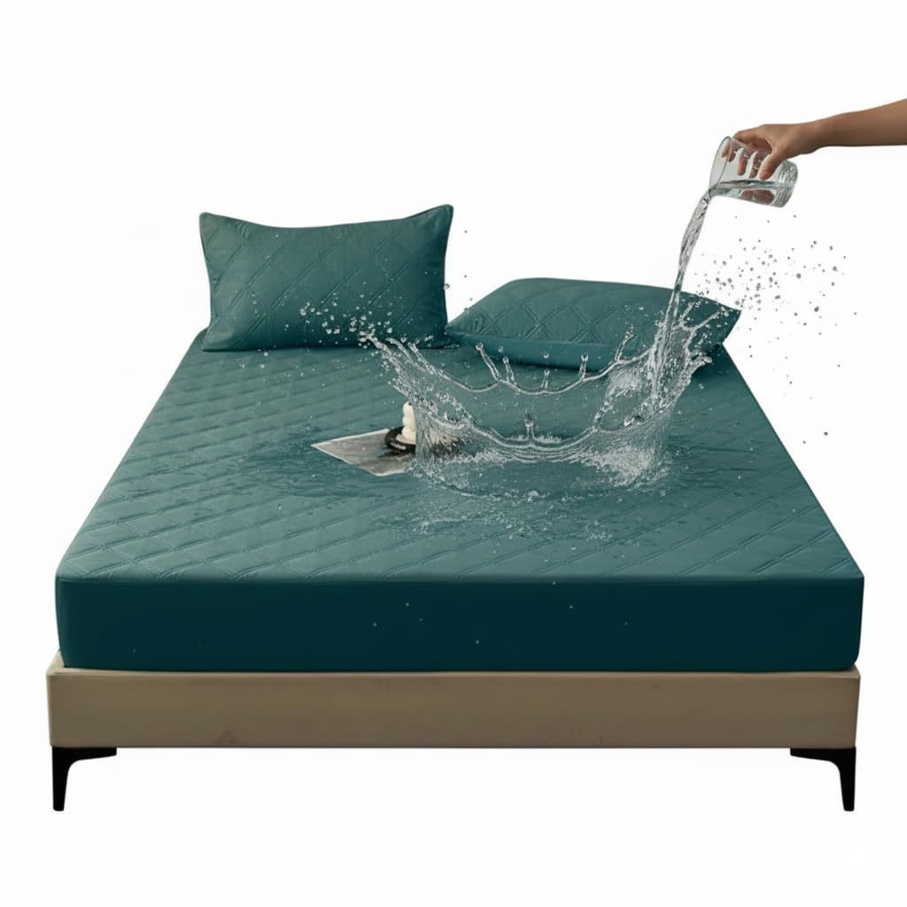 Drap housse imperméable 135x200 couvre-lit respirant vert
