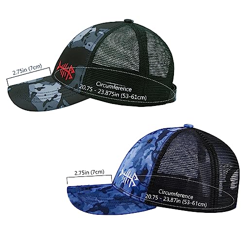 Image of BASSDASH 2 Pack Altimate Fishing Hunting Hat Mesh Back for Men Women Adjustable Baseball Trucker Cap Camo Blaze Orange