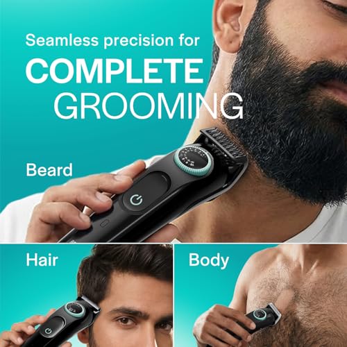 Image of Gillette Series 3 All-in-One Beard & Body Trimmer for Man (by Braun) | 40 length settings for Face, Body, Head & Private Parts | Ultra Sharp Blades for Precise trim | Sensitive Body Comb for body grooming | 3-Year Warranty | 5 on top Attachments | 50 Min Runtime
