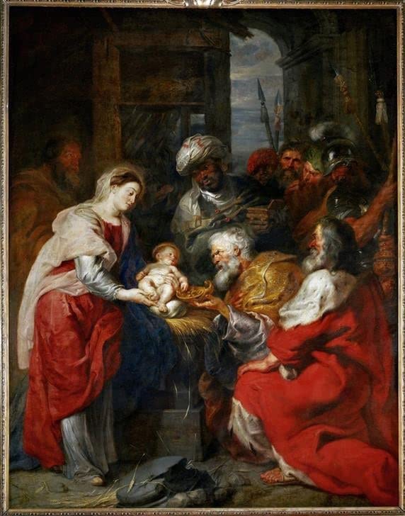 IPLUPJDY Pared Arte Cuadro Cuadro en Lienzo Abstracto Cuadro Adoración de los Reyesese de Peter Paul Rubens para la Decoración del Hogar del Dormitorio 60x90cm