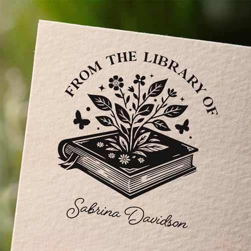 from The Library of Embossers & Stamps | Custom Embosser | Custom Stamp | Ex Libris | Great for Personalizing Books, Text Books and Journals and Other Documents (Design 1, Self-Inking Stamp)