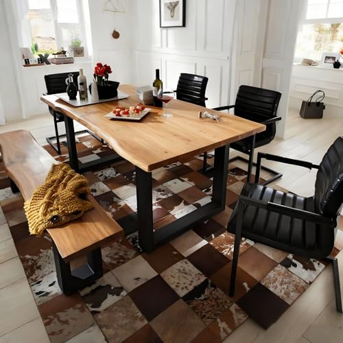 OOIKVCC Solid Wood Rectangular Dining Table