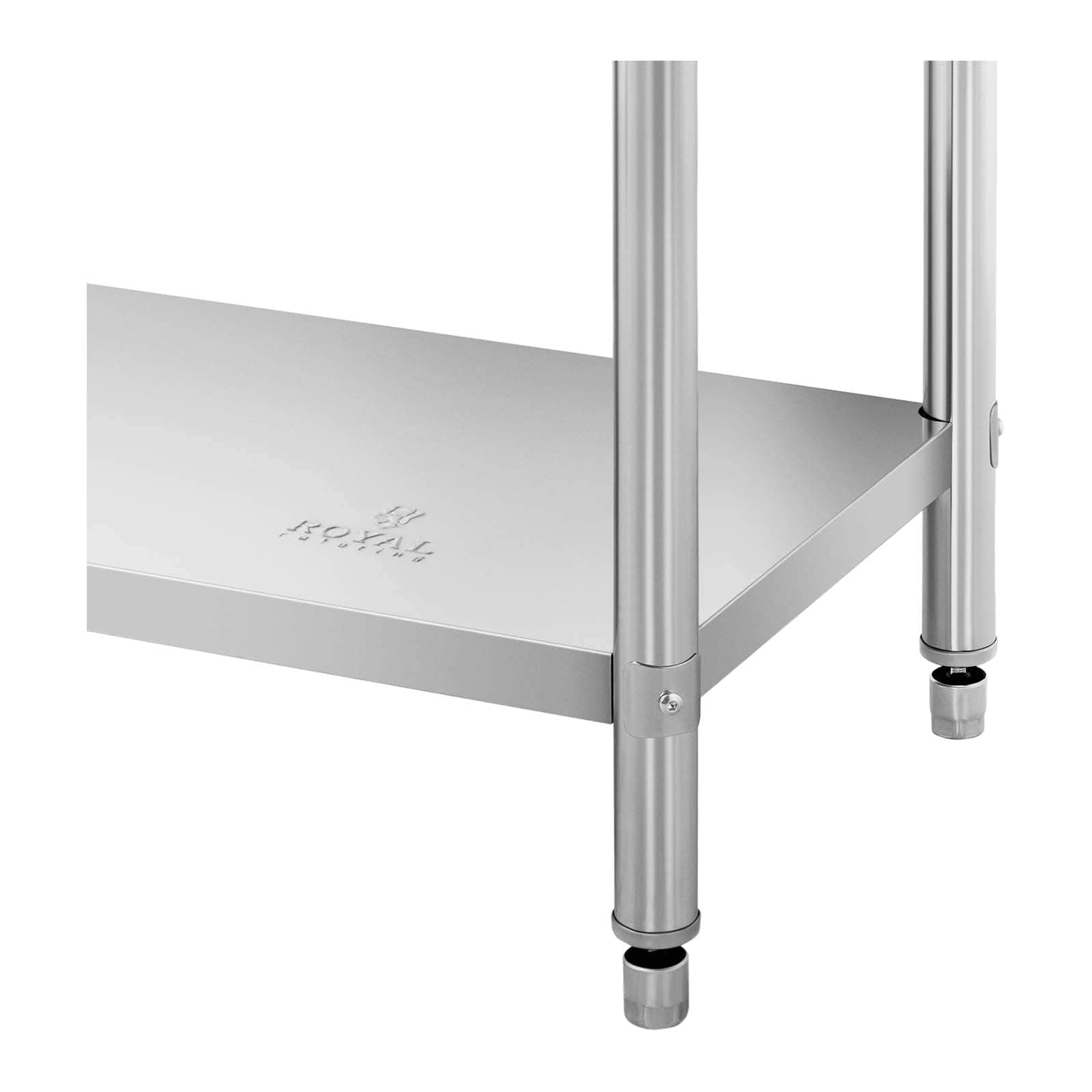 Royal Catering RCAT-200/70-PS3SH - Tavolo in acciaio INOX, 200 x 70 cm, 500 kg, 2 ripiani in acciaio inox