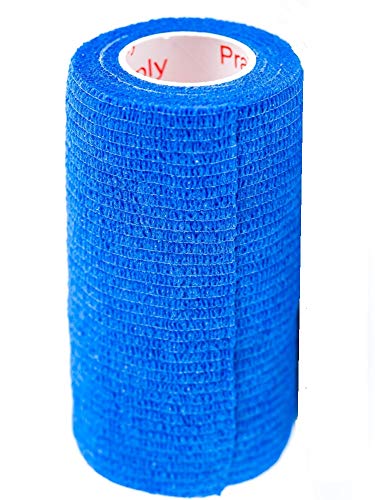 Image of 4 Inch Vet Wrap Tape Bulk (Blue) (Pack of 24) Self Adhesive Adherent Adhering Flex Bandage Grip Roll for Dog Cat Pet Horse