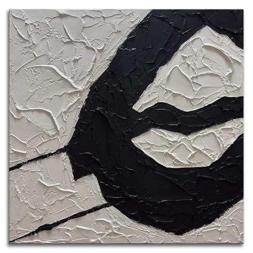 zoinart Black and White Textured Wall Art, Minimalist Abstract Canvas