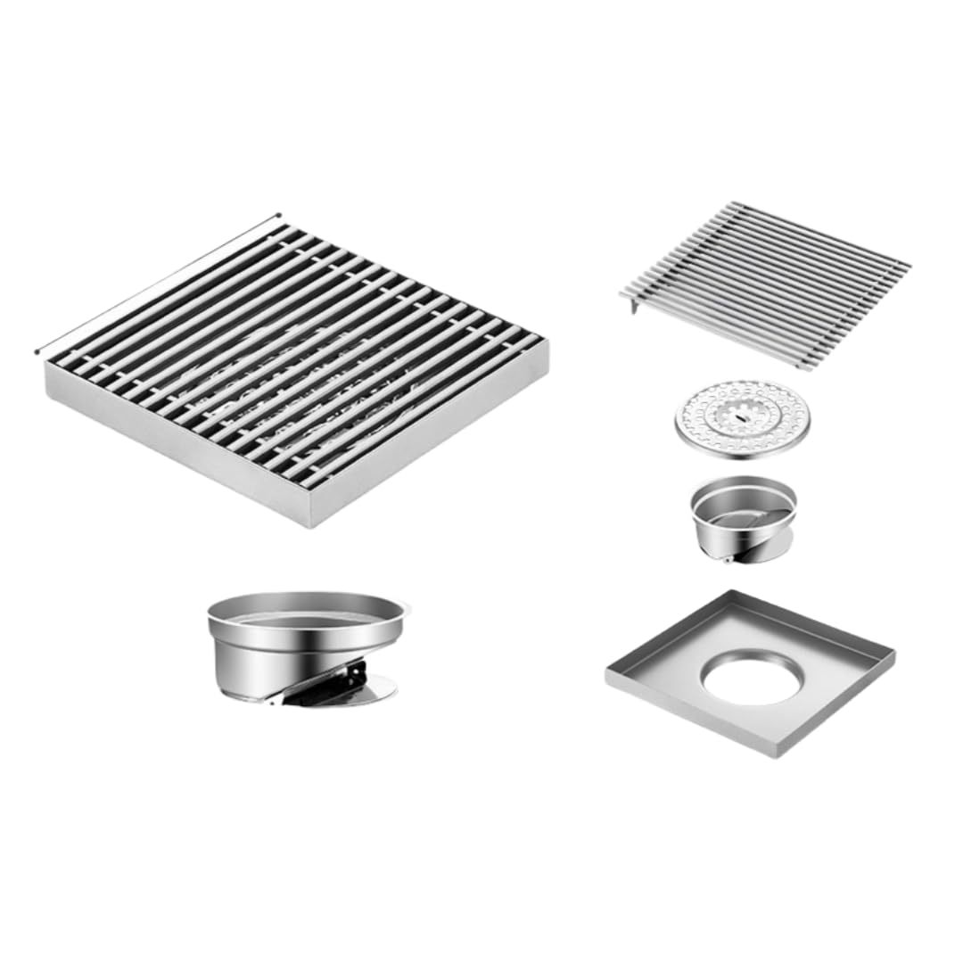 KJdxfhFH Bathroom floor drains, Anti Blocking Drain Brushed Outdoor Large Diameter Floor(10 * 10cm)