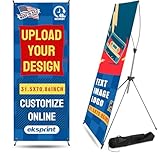 EKSPRINT Custom Banner with X Stand 31.5" X 70.86", Banners and Signs Customize, Custom Retractable Banner with Travel Bag for Display, Store, Wedding, Graduation, Outdoor Indoor Events