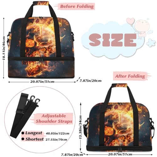 Large Weekender Overnight Bags Abstract Skeleton Skull Travel Duffel Bag for Women Men Gym Bag With Shoe Compartment Foldie Travel Tote Bag Carry On Personal Item Bag for Travel Gym Sports2