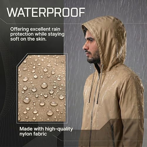 Image of MIA FASHION Men's Rain Jacket Waterproof Full Sleeve Zipper Coat for Bike Riding, Travel & Daily Use