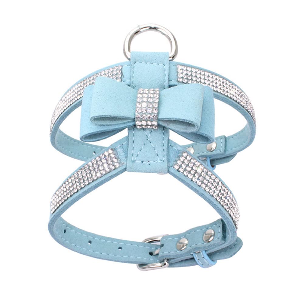 Small Dog Harness,Rhinestone Puppy Kitty Vest Harnesses Female Cute Fancy Sparkling Soft Pretty Crystal Diamond for XS Dog Pet Blue XXS