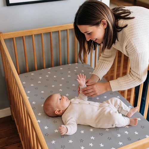 Image of 3 Pack Bedside Bassinet Sheets Girl & Boy 33 inch x 20 inch Rectangle | for Baby Delight, Newton, Airclub, Maxi Cosi, Angelbliss, Dream on Me, Mika, Harppa, Amke, Ezebaby Mattress, Navy Blue Planet