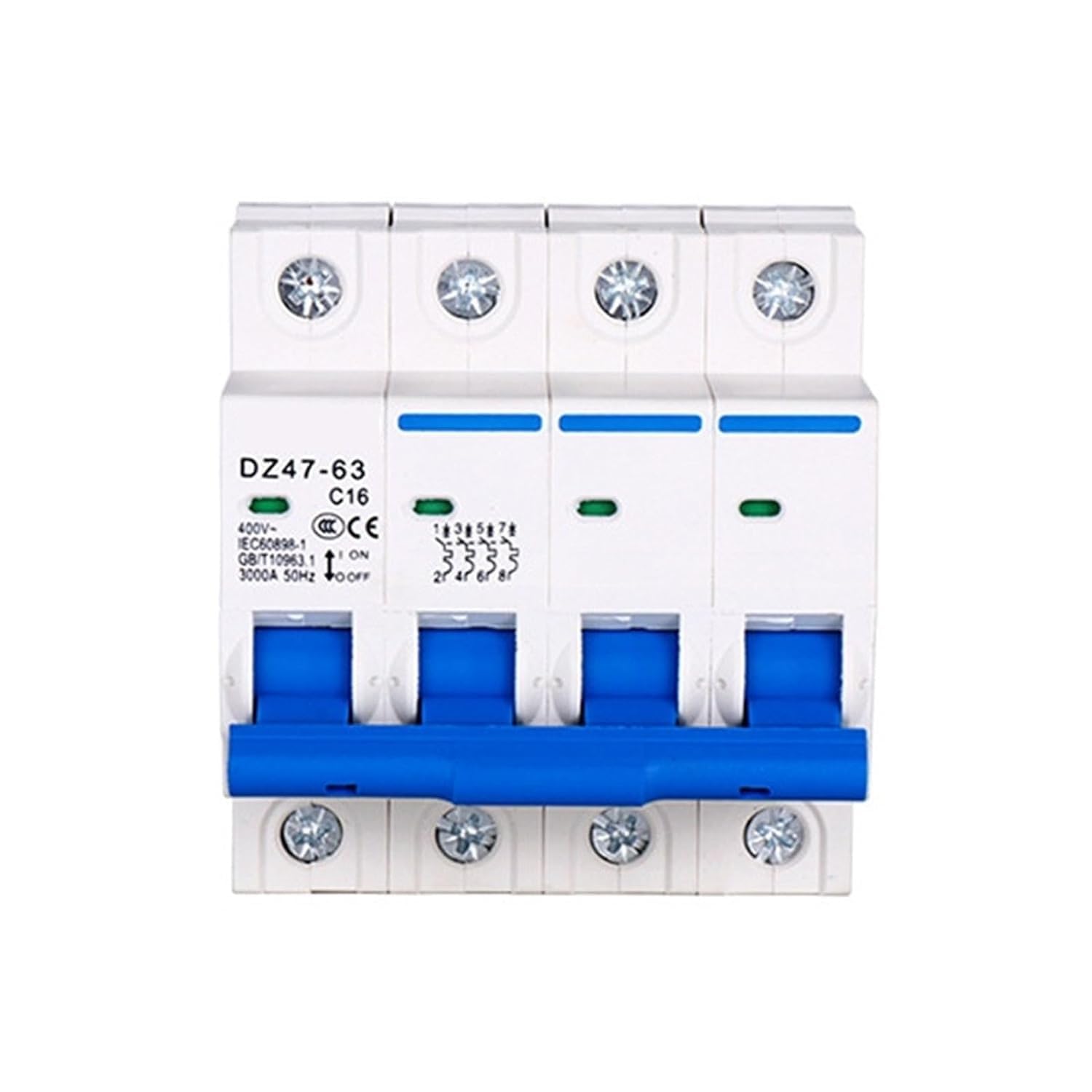 Wyłącznik obwodu do montażu na szynie DIN DZ47 1-4 bieguny 3A/6A/10A/16A/20A/32A/40A/50A/63A 400V C Typ Mini MCB 35 mm 1 szt. Kolor: złoty 4 szt. (złoty 4 szt., 32A)