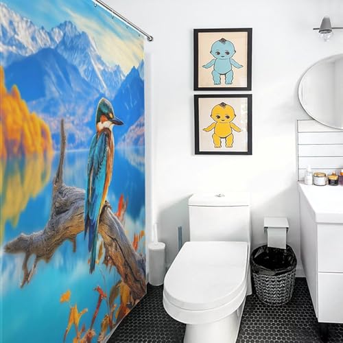 Rideau de douche oiseau en polyester imperméable pour salle de bain 122x183cm - 3