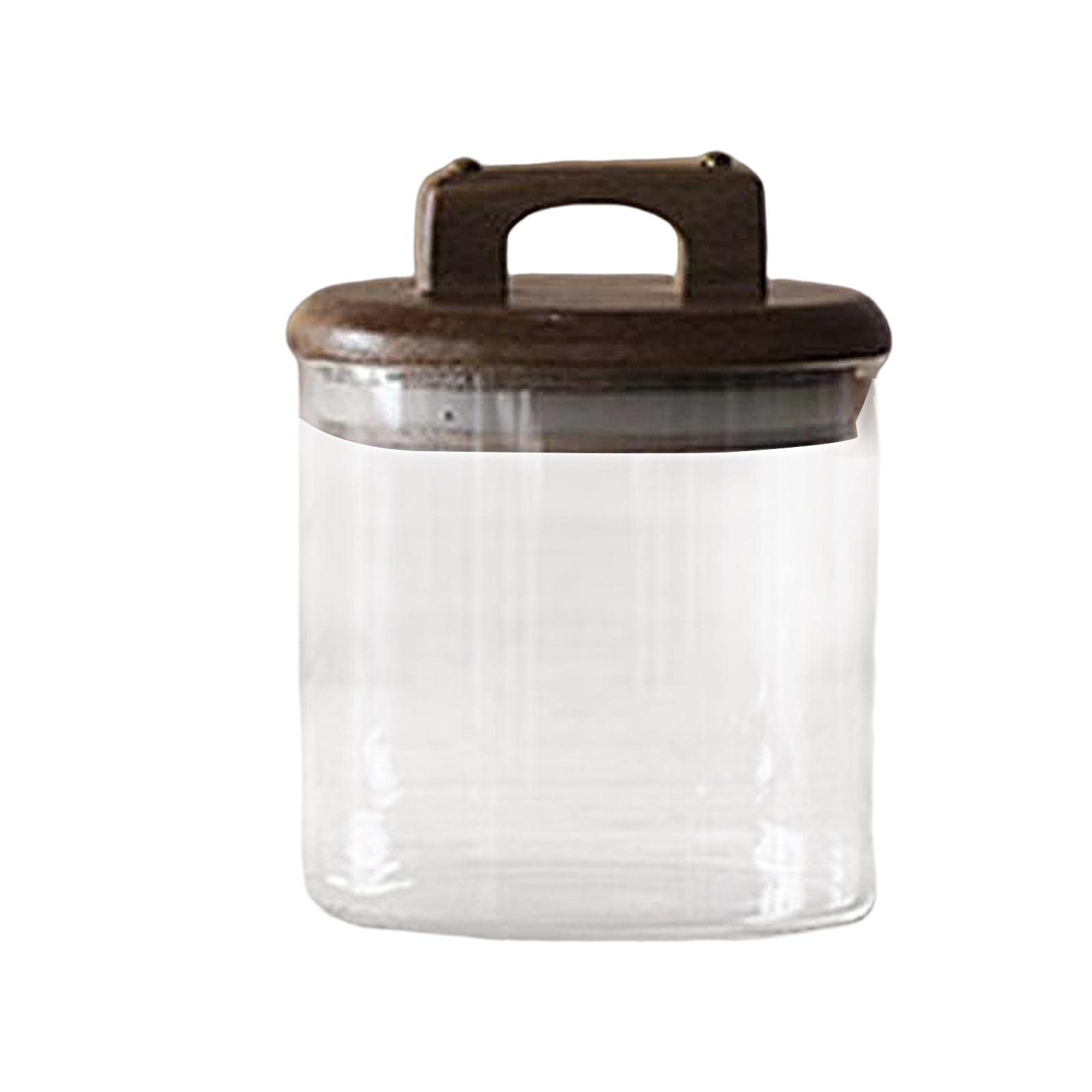 Merishopp Glass Storage Container Transparent Sealed Wooden Lid Food Tea 700ml-image-48