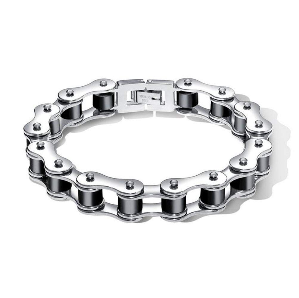 LAFATINA Pulsera de Cadena de Eslabones para Hombre Acero Inoxidable para el Día del Padre, Pulsera de Cadena Masculina para Bicicleta