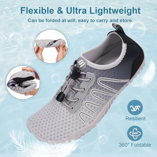 Image of Hike Barefoot Water Shoes for Women Men Footwear, Quick Dry Wide Toe Box Pro Beach Swim Athletic Sports Shoes, Non-Slip Lightweight Aqua Shoe for Pool Hiking Walking Kayaking Diving Surfing
