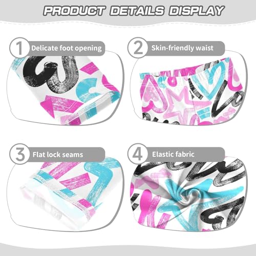 Chaotic with Line Hearts Stars Girls Leggings,Workout Leggings for Girls Toddler Athletic Leggings Size for 3-10T3