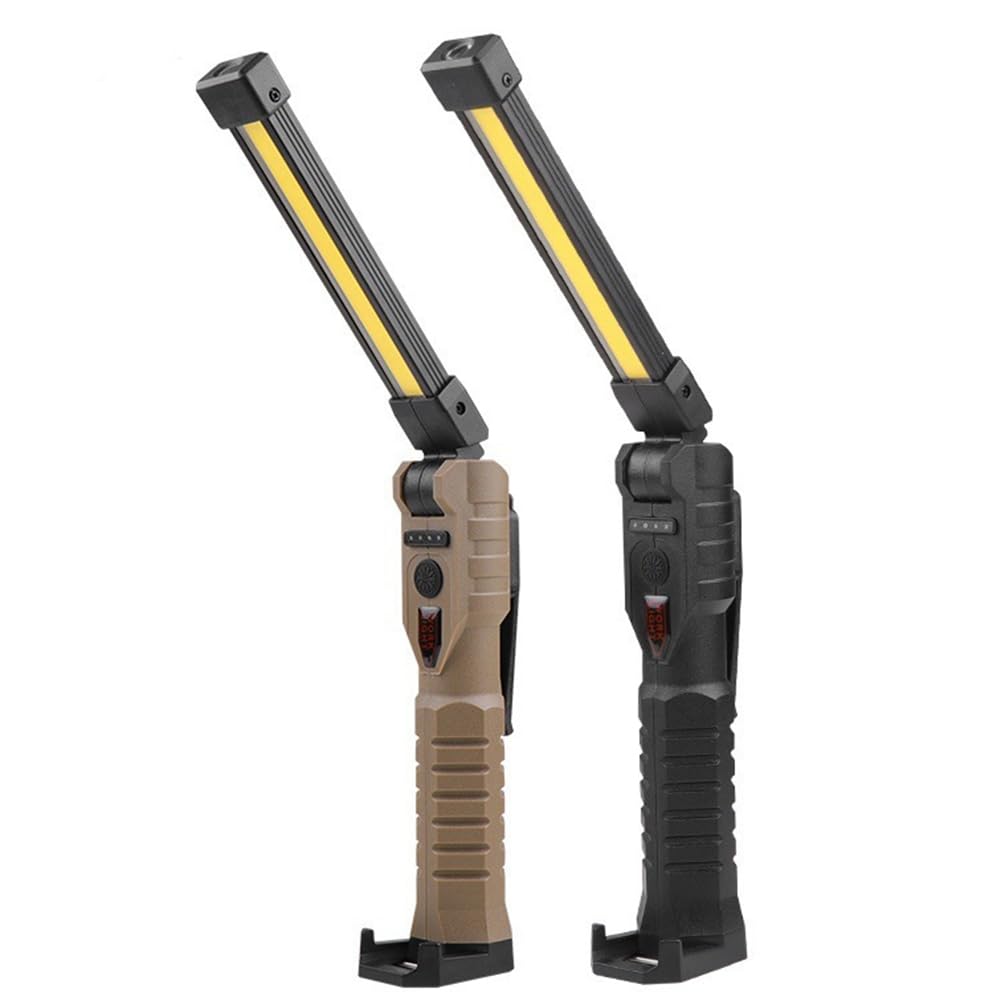 UDSKNV[KSL COB Portable Folding LED Work Light Handheld Flashlight Torc Emergency Car Inspection Lamp Red SOS Strobe 2 Packs
