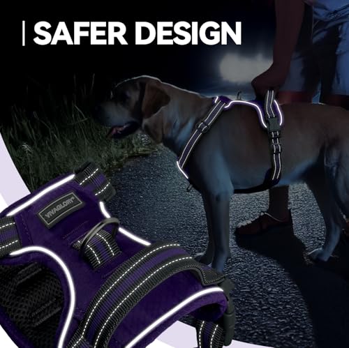 VIVAGLORY Easewalk Hundegeschirr, Anti Zug Hundegeschirr für Training & Spazieren, Anti Zieh Geschirr Welpengeschirr Mit Griff, Ausbruchsicher & Non-Stop für Welpe Hunde, XS, Lila - Patterned
