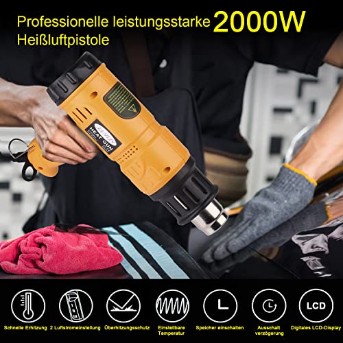 Heißluftpistole Mowis 2000W mit LCD-Display und Zubehörset