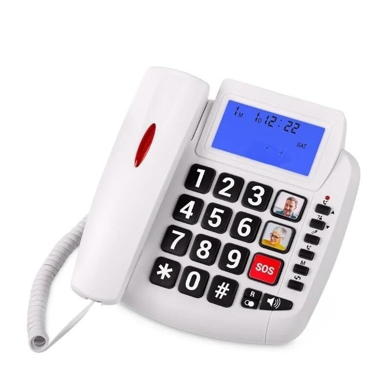 Teléfono con Altavoz, Volumen Ajustable, 2 Teclas Grandes, diseño cómodo; Ideal para Personas Mayores y con discapacidad auditiva.