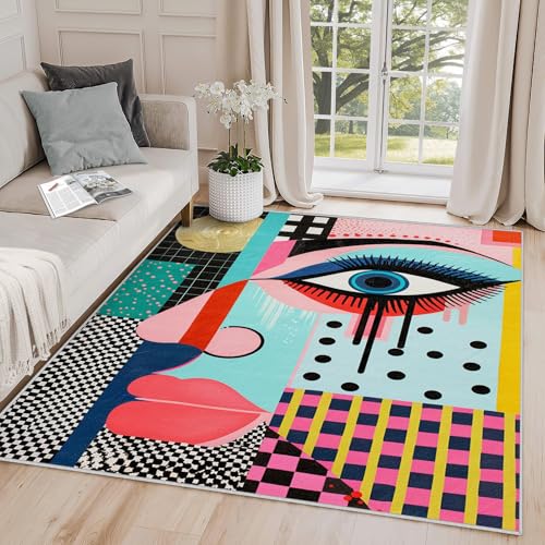 Tapete decorativo geométrico multicolor 4x6 flannel