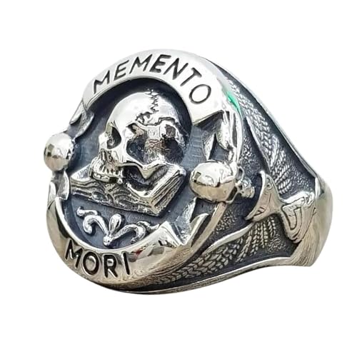 ZCVFA New 2026 Unisex Goth Vintage Ethic Memento Mori Carpe Diem Letter Skull Rings For Men Fashion Punk Christmas Halloween Skeleton Ring Luxury Accessories Creative Gift For Women11