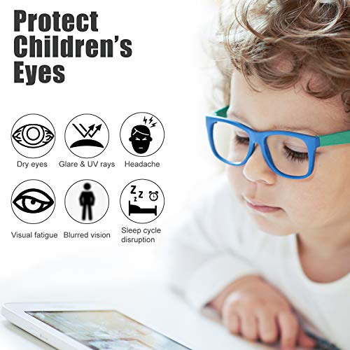 Image of The Fresh Kids Blue Light Blocking Glasses, Flexible TR-90 Frame for Boys Girls Age 3-14, Gaming /TV /Phone