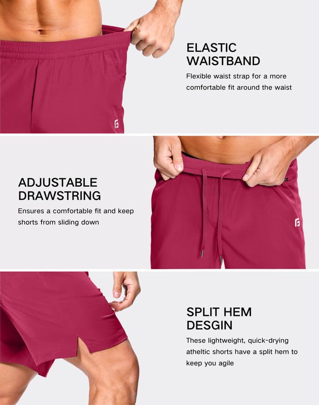 Image of GGJ Men's Lightweight Athletic Shorts with 2 Zipper Pockets 7 inch /9 inch /5 inch Gym Workout Running Quick Dry Tennis Shorts for Men