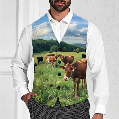 Farmhouse Cows Novelty Men's Suit Vest Casual Formal Dress Vests Business Waistcoat2