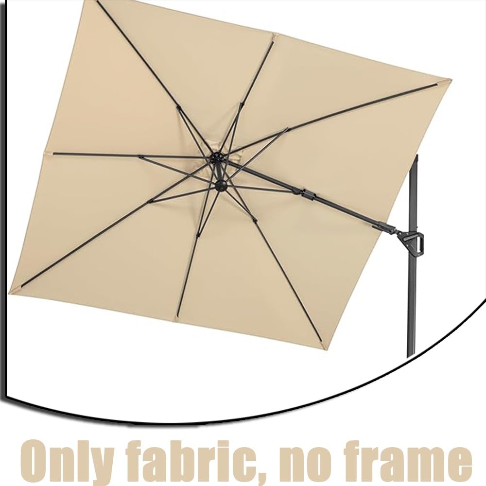 Zewnętrzny parasol ogrodowy, zapasowy baldachim, 3 x 4 m, prostokątny materiał przeciwsłoneczny, duży, beżowy, pokrowiec na parasol tarasowy dla zwiększonej ochrony przed promieniowaniem UV i