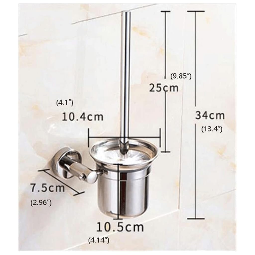 BKEKM Escobilla Inodoro Escobilla de Inodoro de Acero Inoxidable Montaje en Pared Escobilla de Inodoro de Mango Largo y Soporte para Cepillo de Limpieza de Inodoro de baño Moda