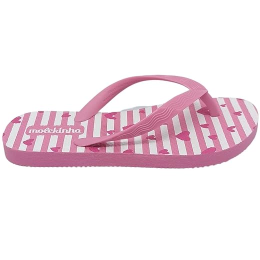 Molekinha, Chinelo Molekinha Infantil com Estampa de Coração Cor:Rosa/Branco/Pink;Tamanho:36;Gênero:Feminino