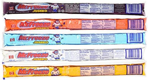 Mr. Freeze Jumbo Ice Pops Freezies 150 Mililiters/5 Ounces - 70 Pack No HFCS Imported from Canada