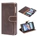 Produktbild Mulbess Handyhülle für Sony Xperia Z1 Hülle Leder, Sony Xperia Z1 Handy Hüllen, Vintage Flip Handytasche Schutzhülle für Sony Xperia Z1 Case, Kaffee Braun
