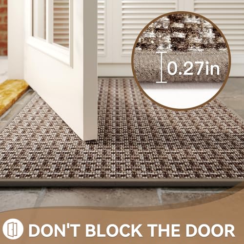 Image of Indoor Door Mat 36x60 Dirt Resistant and Absorbent, Non-Slip Rubber Backing Floor Mats, Easy Clean Low-Profile Doormat for Entryway, Front Door, Inside Entrance Brown