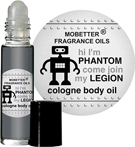 MOBETTER FRAGRANCE OILS Hi I'm Phantom Come Join My Legion Men Cologne Body Oil 1/3 oz roll on Glass Bottle