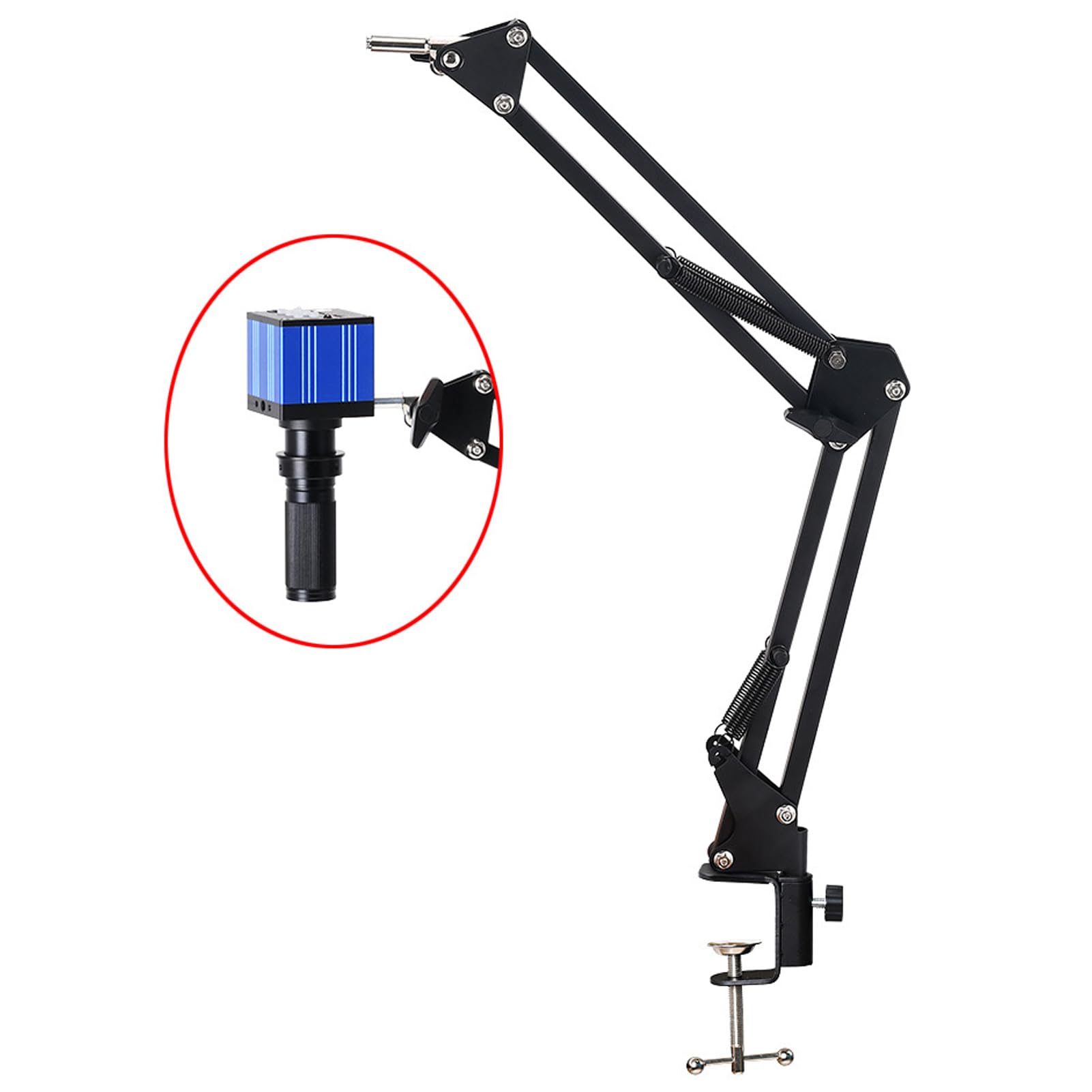 Soporte Flexible para Microscopio, Brazo Ajustable de 360°, Juego de Anillos de Lente de 42 Mm, Soporte Plegable, Estructura Metálica, Sujeción Estable, Larga Distancia de