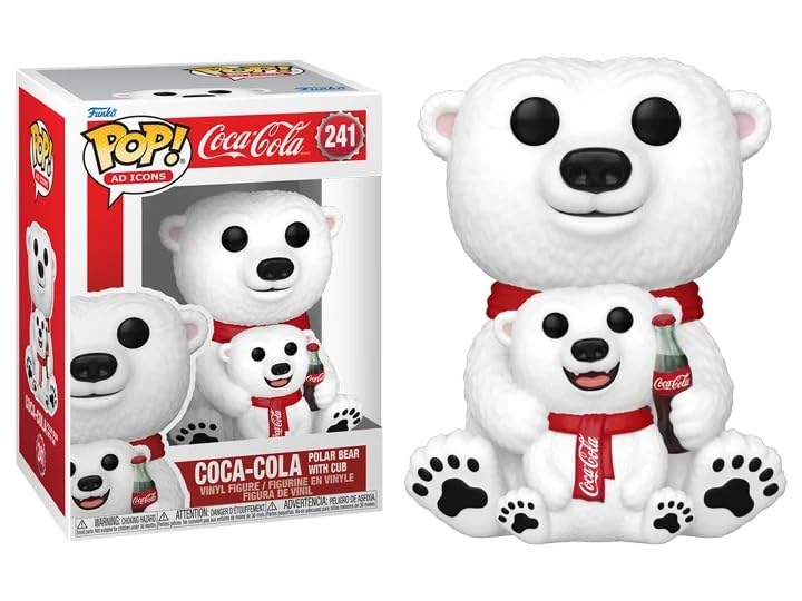 Funko Oso polar Coca-Cola con cachorro + protector pop: ¡Pop navideño! Figura de vinilo con iconos de anuncios retro (incluye estuche protector de caja ToyBop)